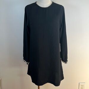 H&M Black Shift Dress with Bejeweled Sleeve Cuff Women's Size‎ 2